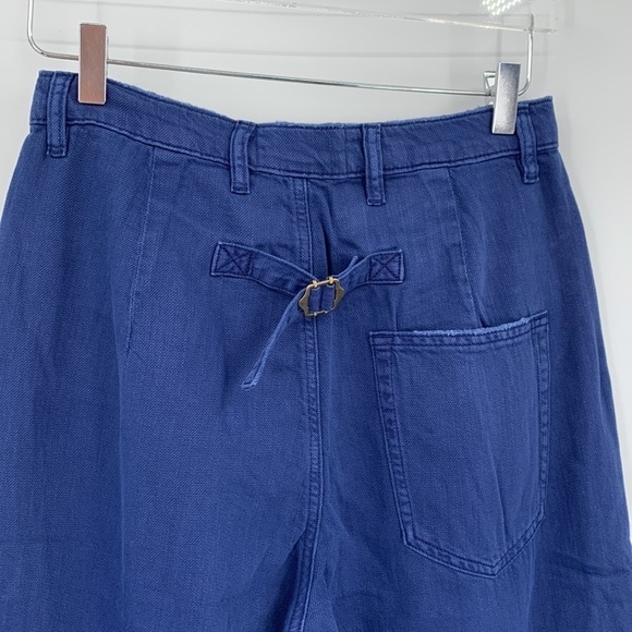 Sandrine Rose distressed pleated blue tapered leg jeans ankle flax denim new 27 - Picture 6 of 8